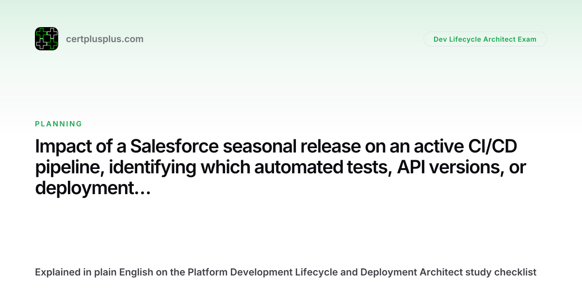 Impact of a Salesforce seasonal release on an active CI/CD pipeline ...